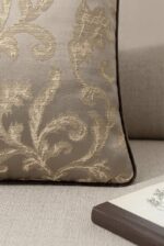 Taupe Floral Jacquard Square Cushion Cover - Image 3
