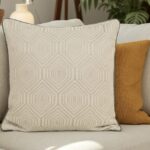 Grey Geometric Jacquard Square Cushion Covers