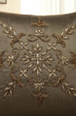 Brown embroidery cotton square cushion cover - Image 2