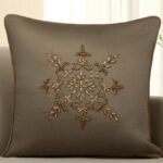 Brown embroidery cotton square cushion cover
