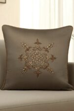 Brown embroidery cotton square cushion cover