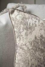 Off White & Beige Abstract Jacquard Square Cushion Covers - Image 2