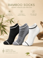 Triani Bamboo Men Ankle Socks - 3 Pairs - Image 2